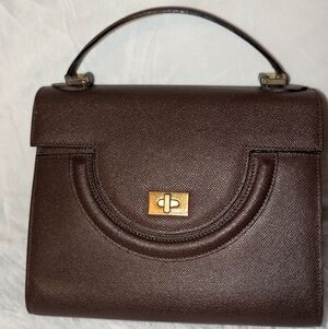 Bally Leather Top Handle Satchel Bag Made In Italy Brown With COA VGUC